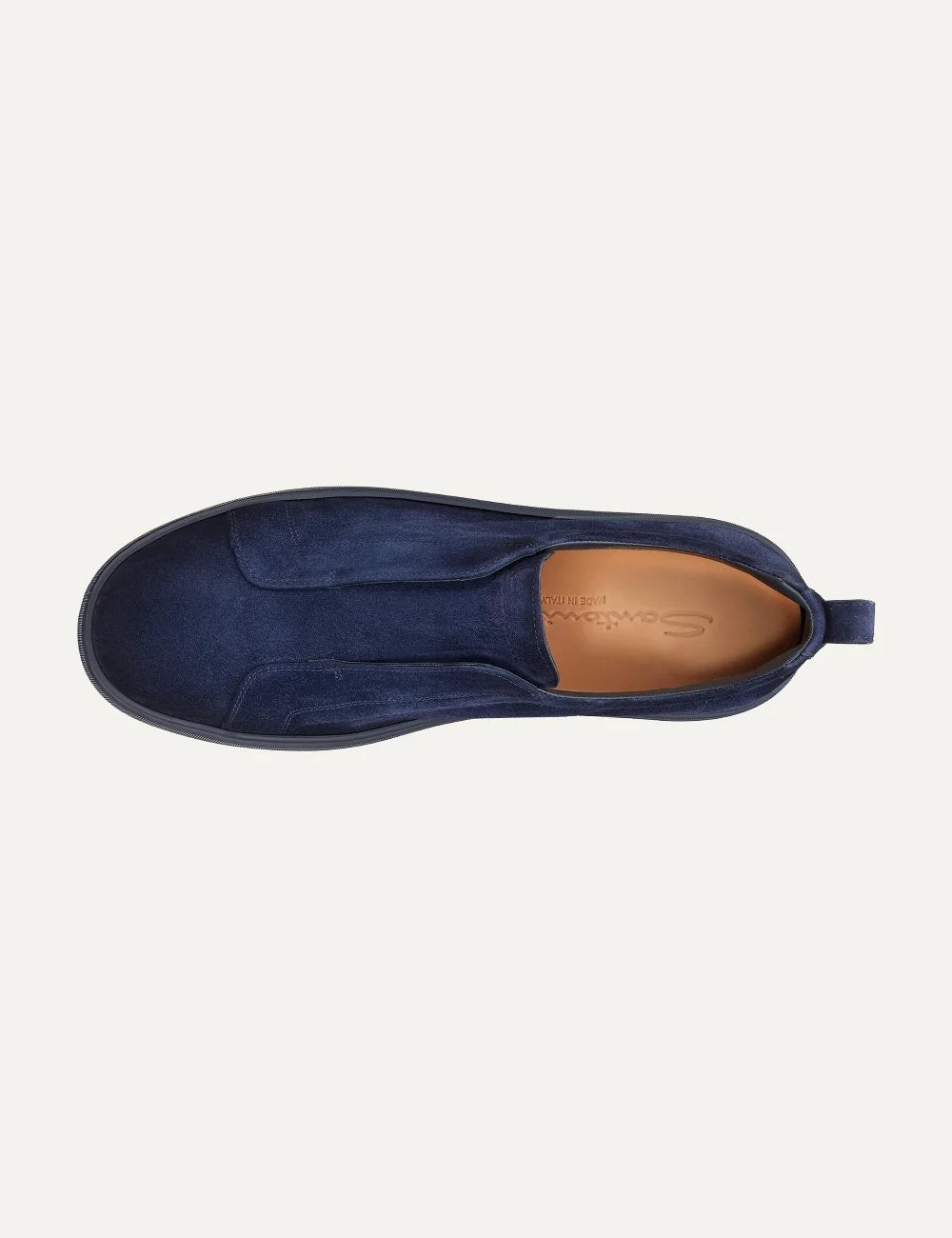Santoni men's dark blue Seta suede slip-on sneakers top