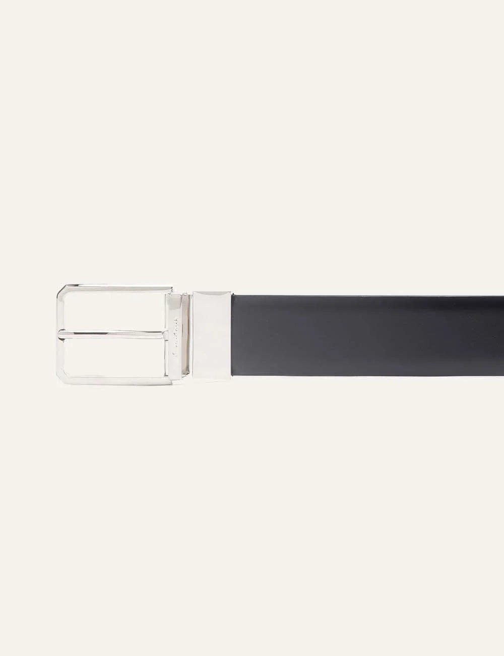 Santoni men's Fumo Black reversible leather belt with metal buckle detail