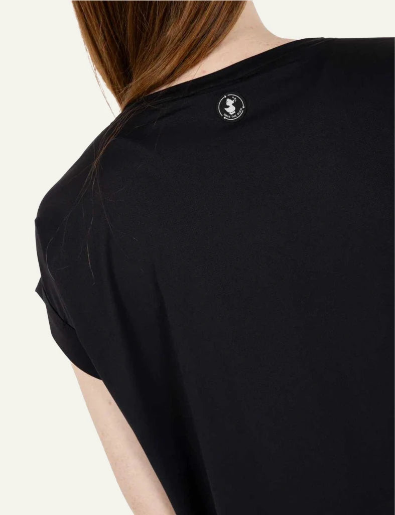 Save The Duck t-shirt black short sleeve crewneck relaxed fit close view