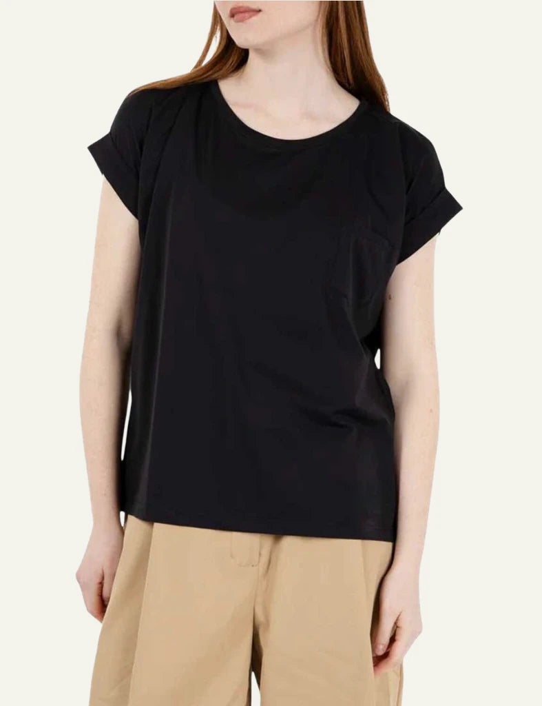 Save The Duck t-shirt black short sleeve crewneck relaxed fit front model view