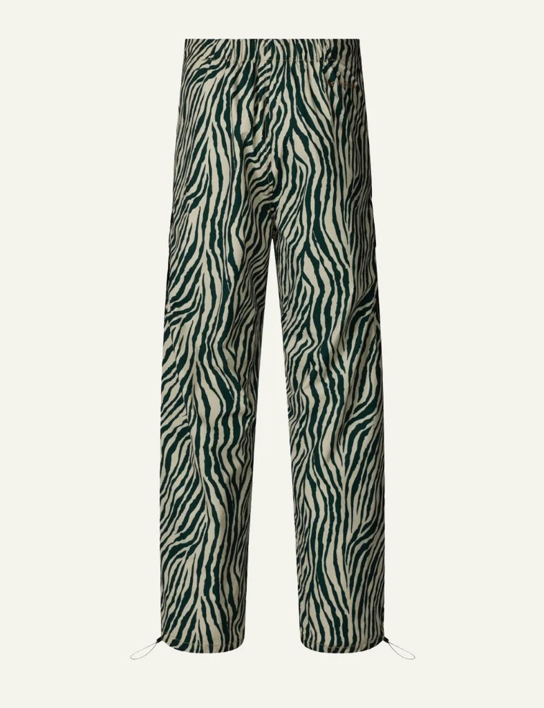 Save The Duck cargo pants zebra print straight leg front view drawstring back flat view