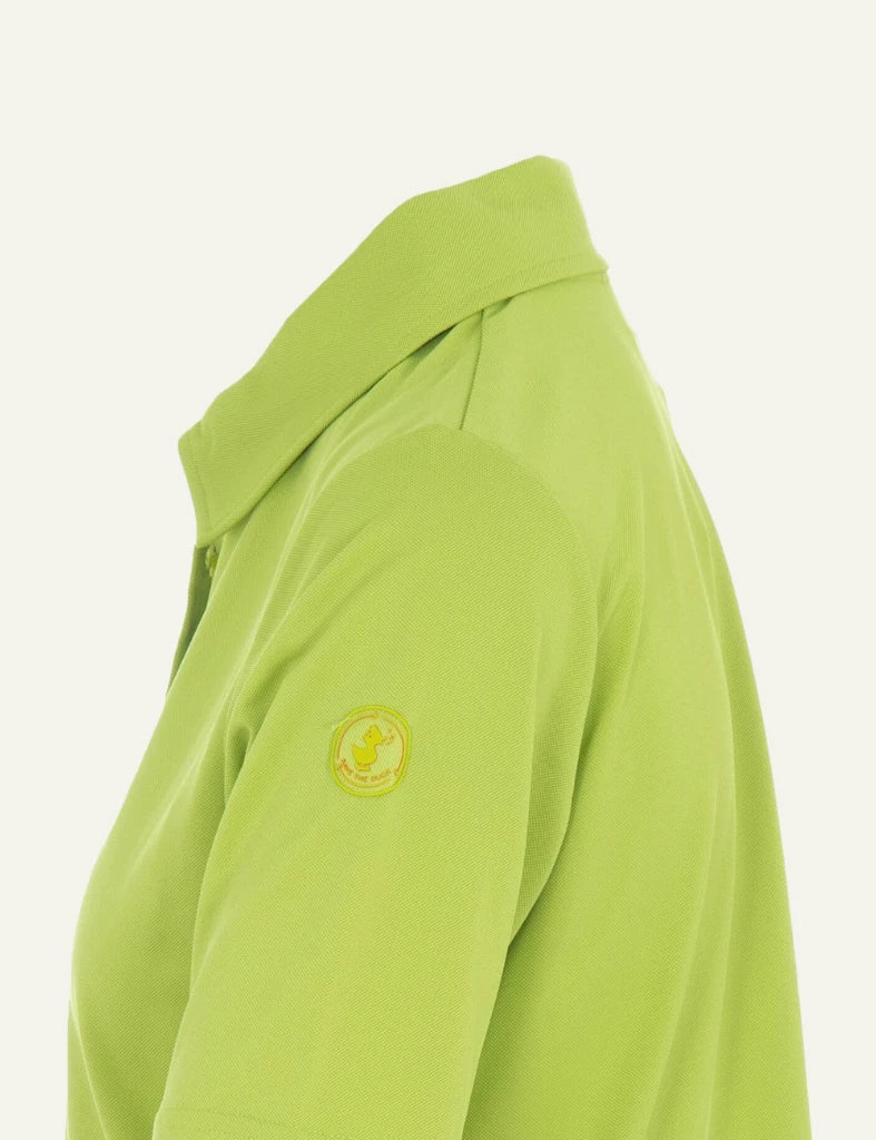 Save The Duck lime polo t-shirt short sleeve logo detail side flat view