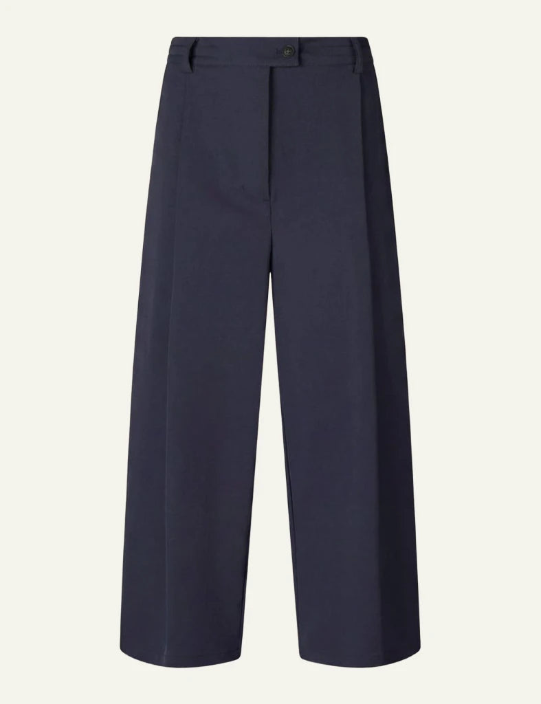 Save The Duck carrot fit pant navy gabardine high waist front flat view