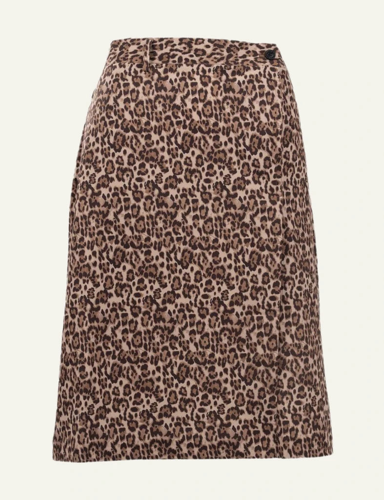 Save The Duck skirt leopard print midi wrap style front flat view