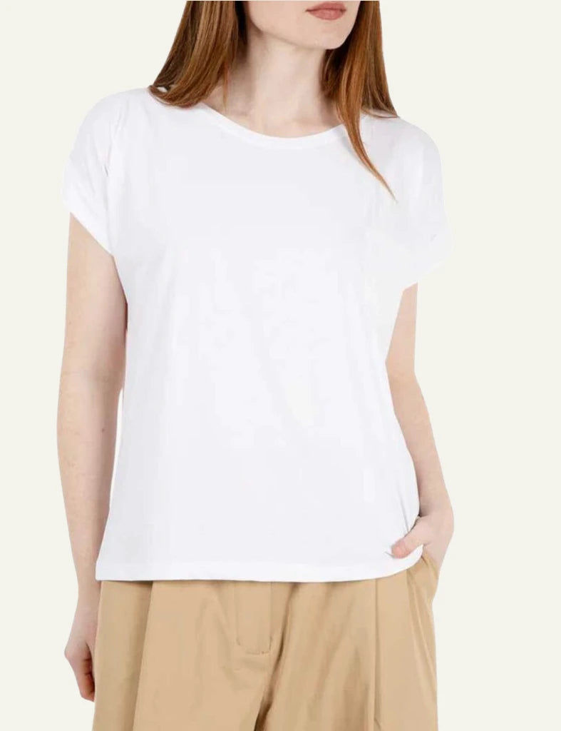 Save The Duck t-shirt white short sleeve crewneck relaxed fit front model view