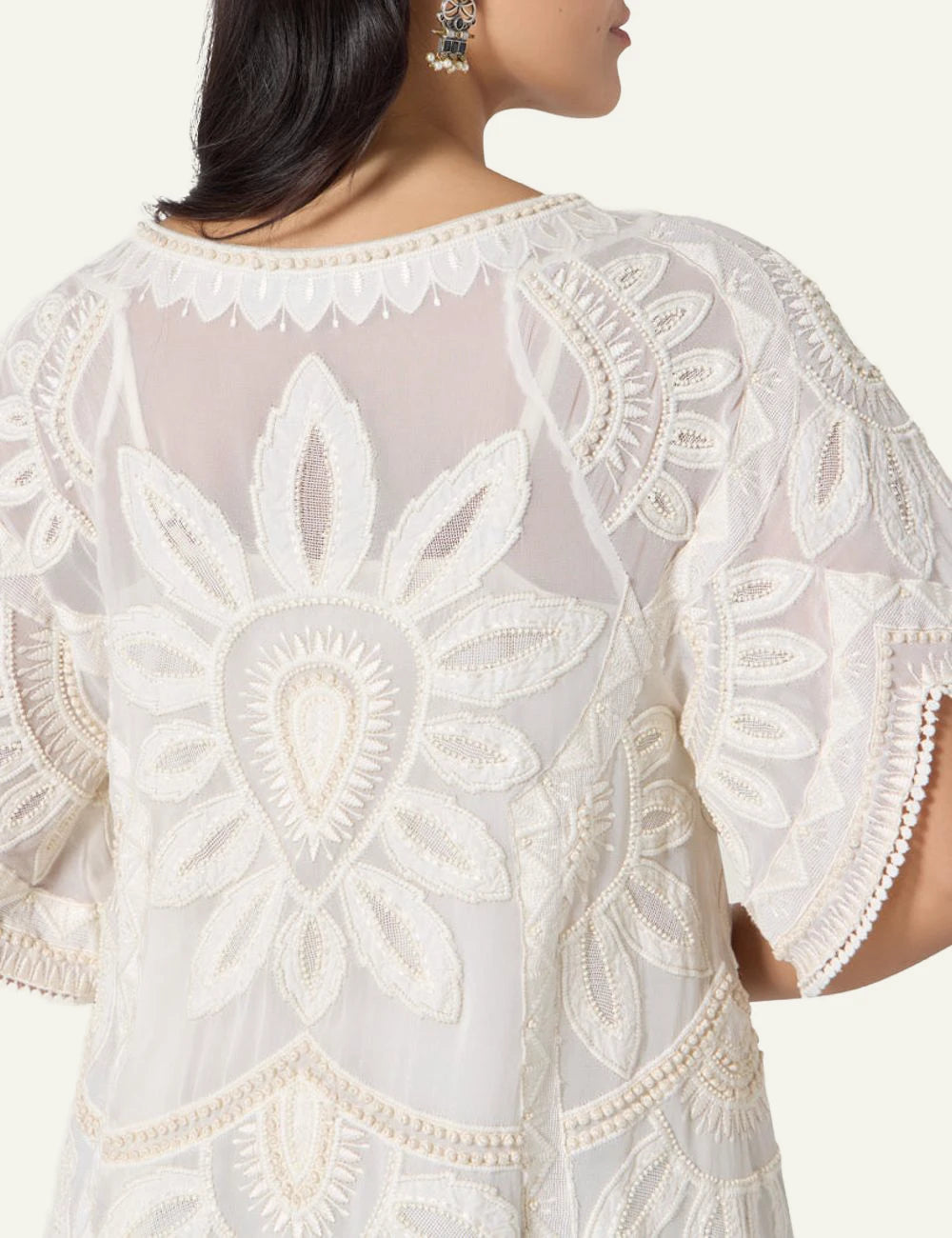 Scarlet Poppies Ulay dress white embroidered mini dress V neck back view