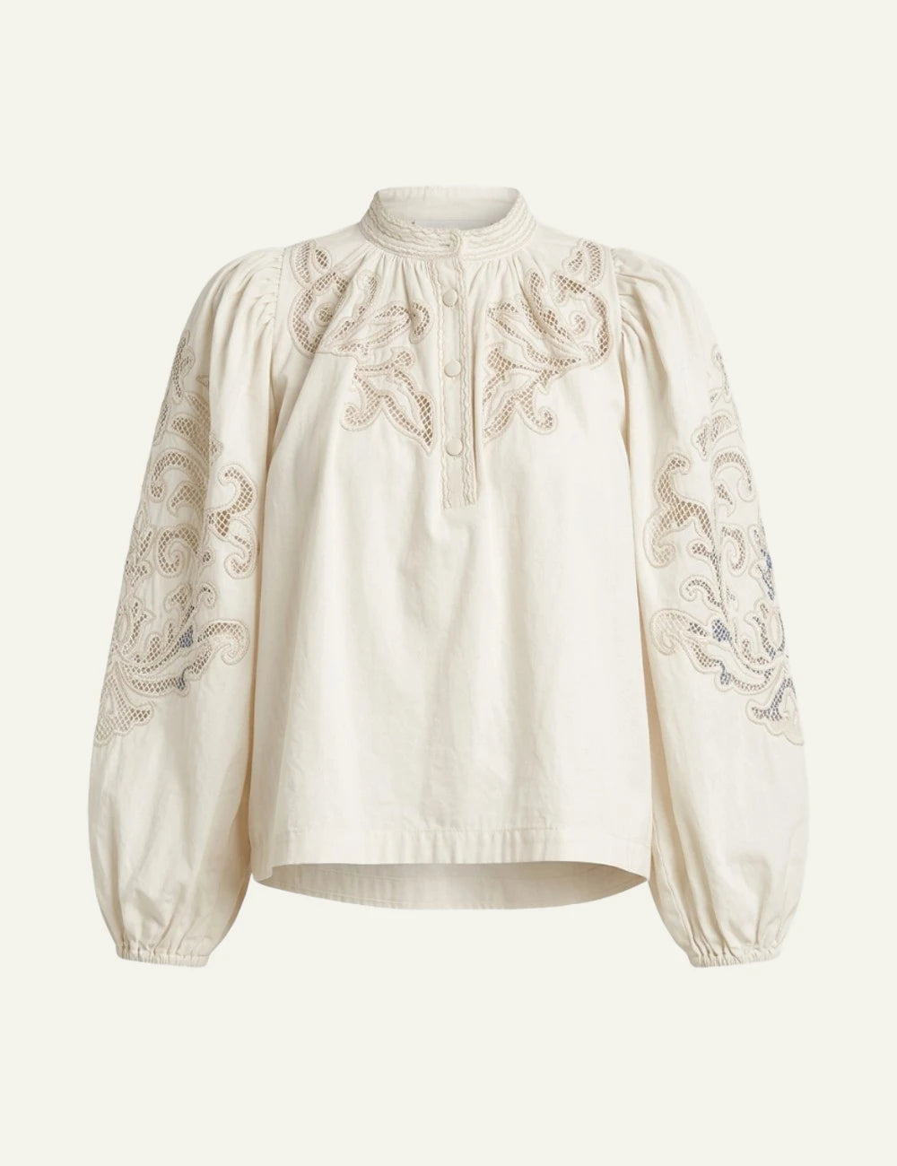 Scarlet Poppies Vesma top white blouse cotton poplin embroidery front flat view