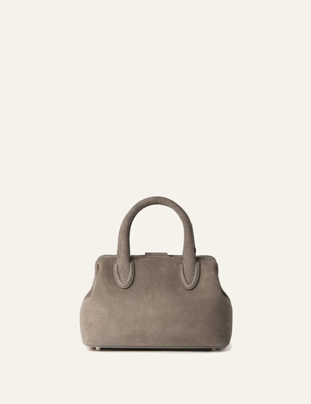 Schell Doctor taupe suede bag back view minimal design