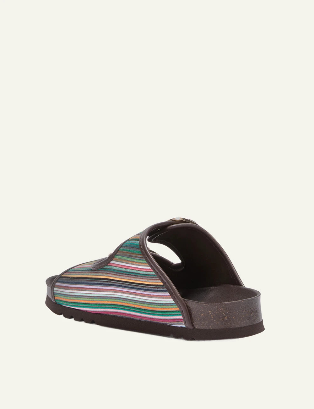 Scholl Noelle multicolor striped sandals brown back view