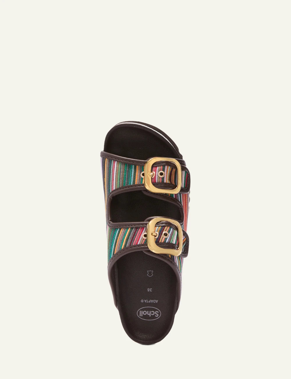 Scholl Noelle multicolor striped sandals brown top view