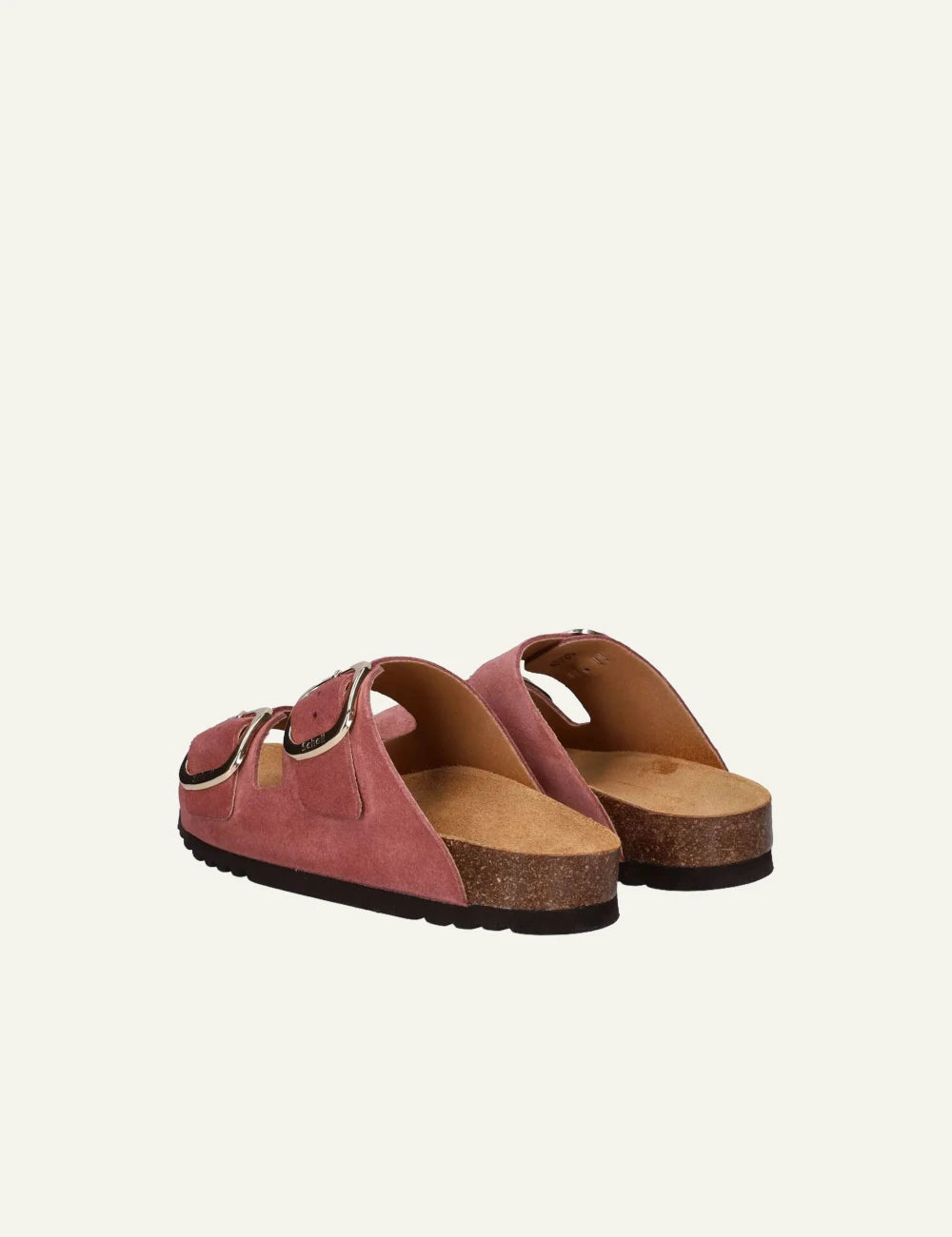 Scholl Noelle suede double strap sandals brick red back view