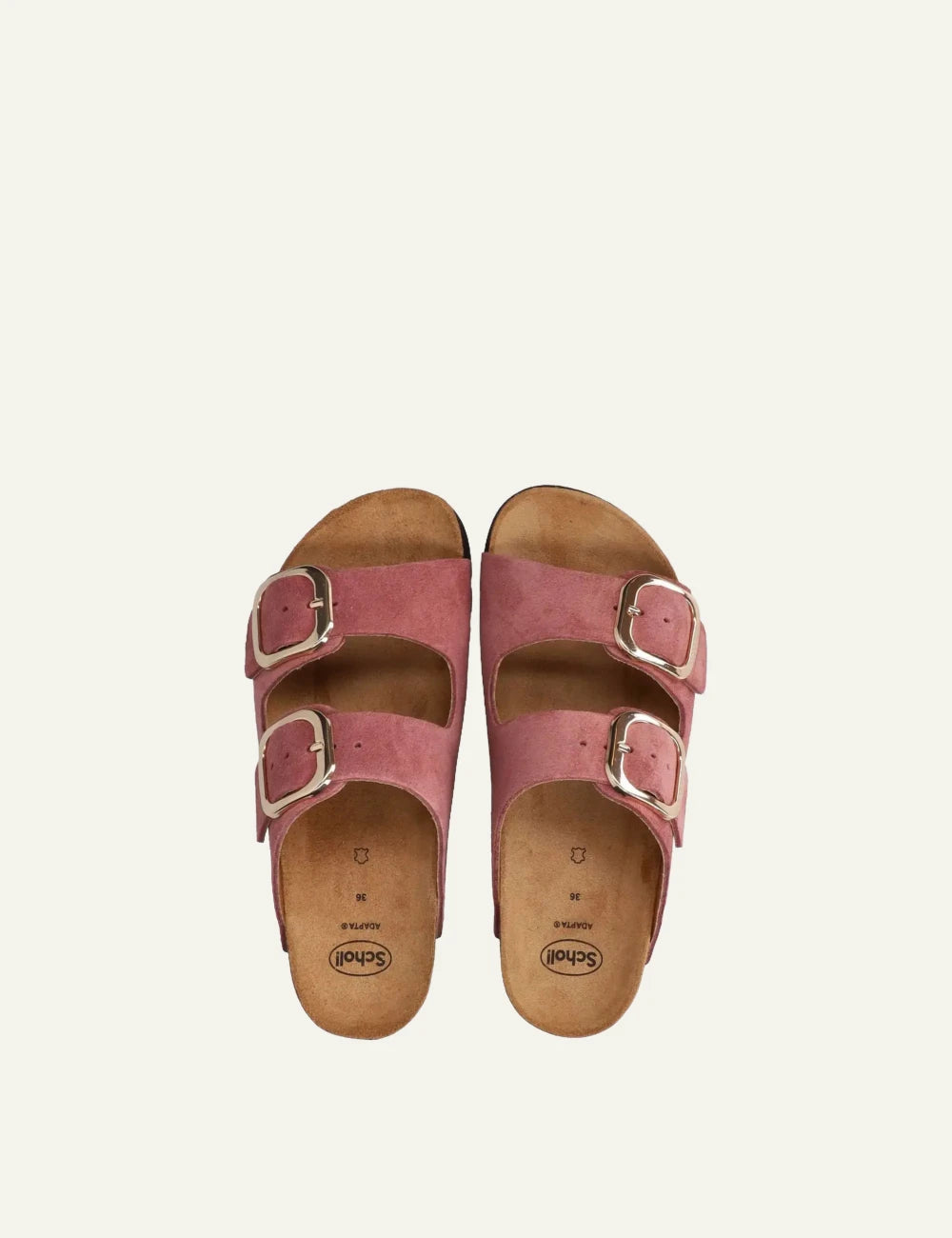 Scholl Noelle suede double strap sandals brick red top view