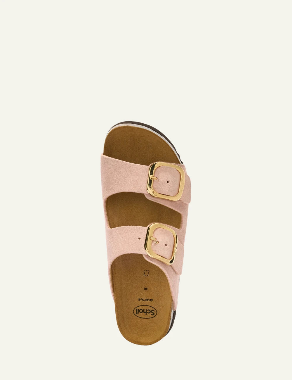 Scholl Noelle suede double strap sandals pink top view