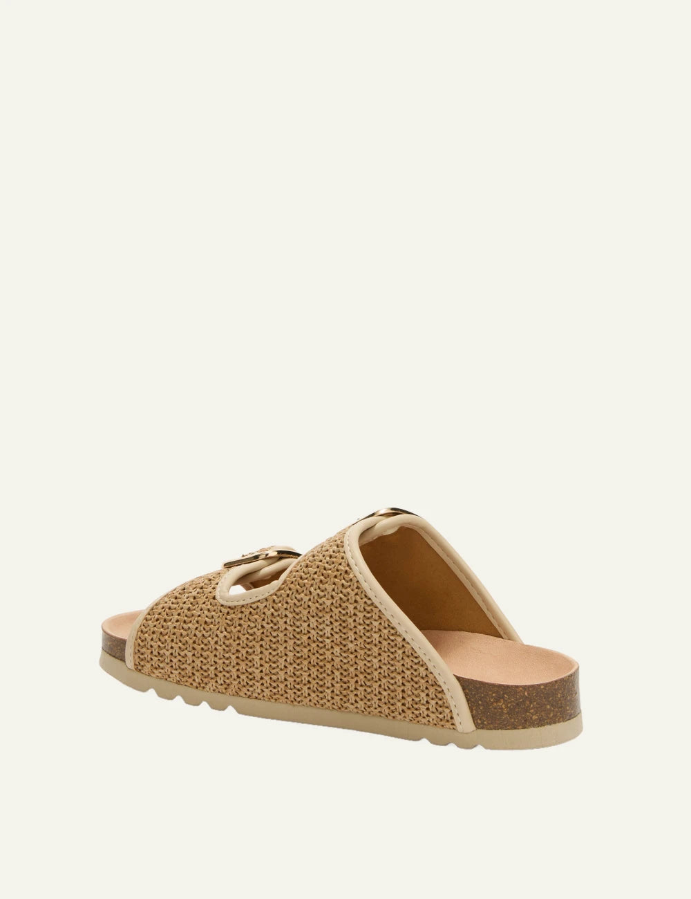 Scholl Noelle raffia double strap sandals beige back view