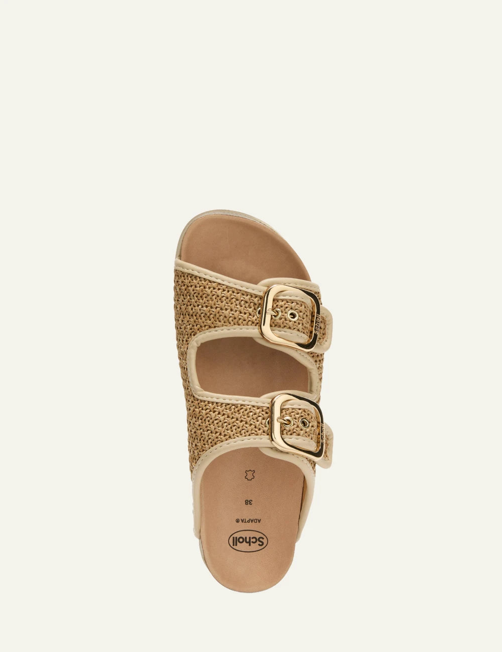 Scholl Noelle raffia double strap sandals beige top view
