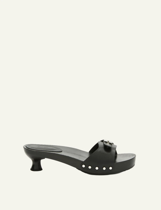 Scholl Pescura Claire black leather mule side view