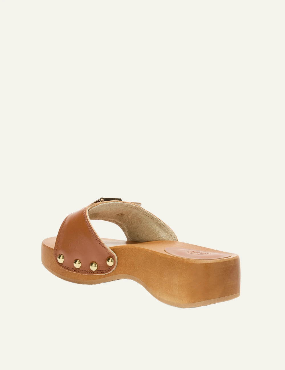 Scholl Pescura Heel SR cognac mule back view