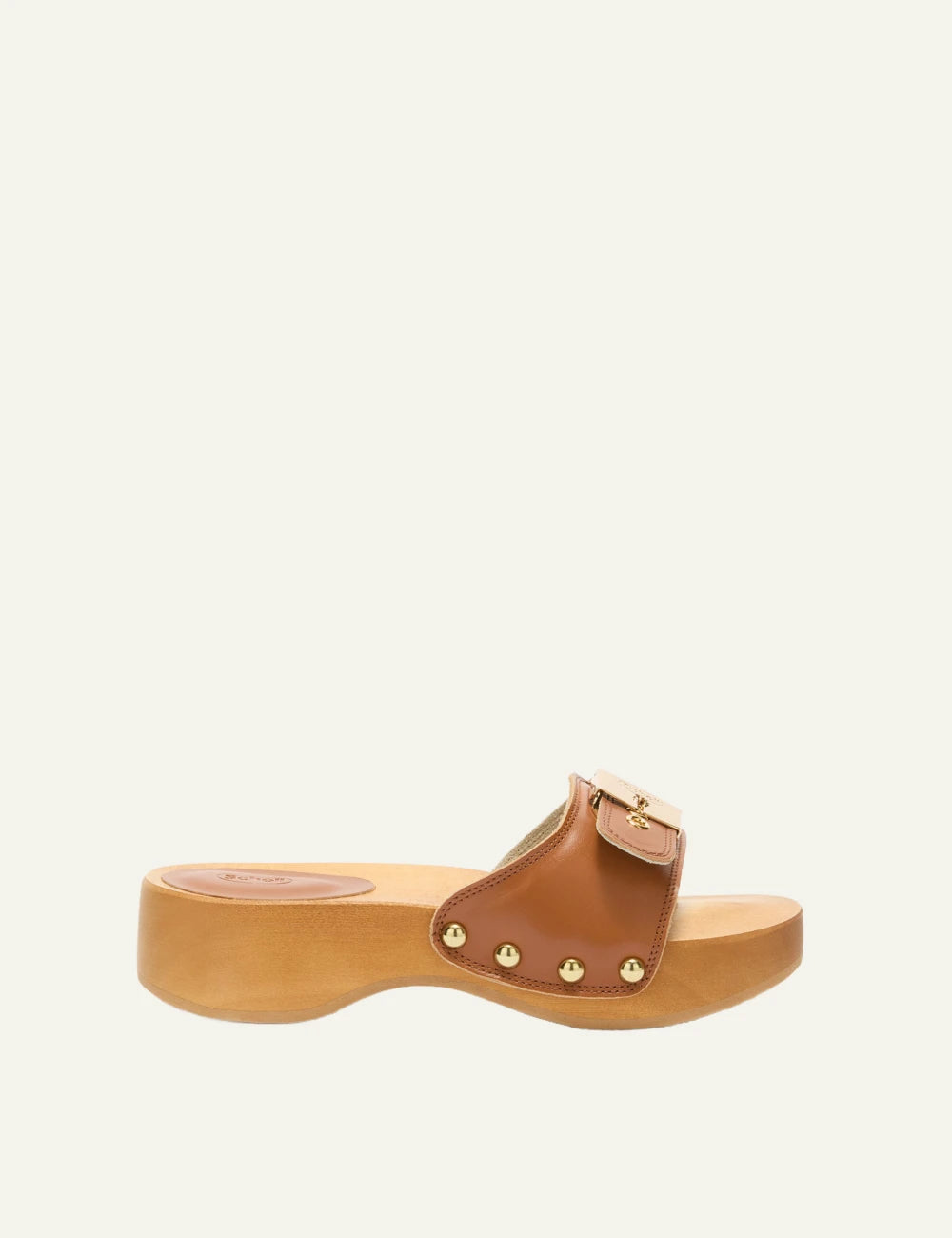 Scholl Pescura Heel SR cognac mule side view
