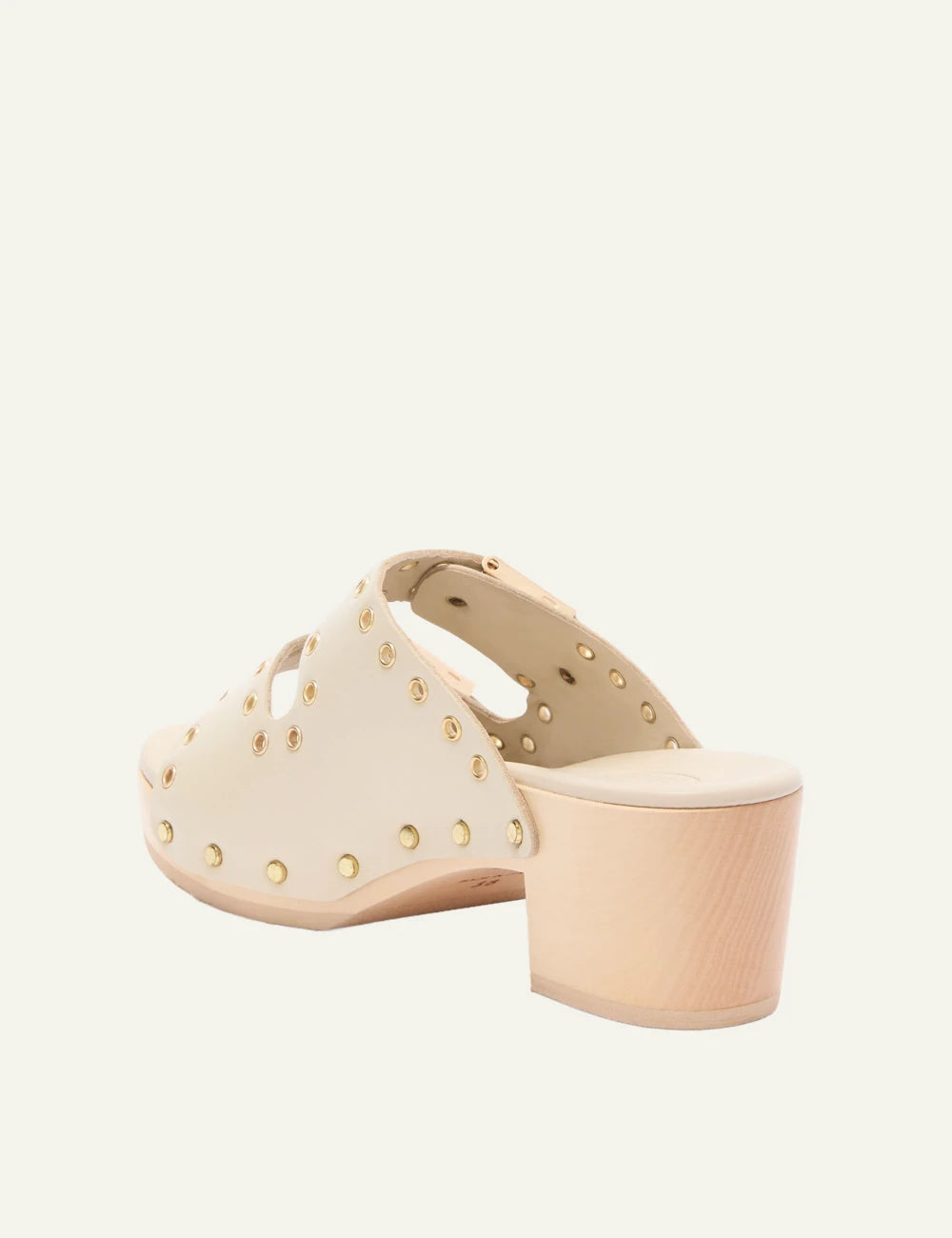 Scholl Pescura Ibiza double strap off white studded mules back view