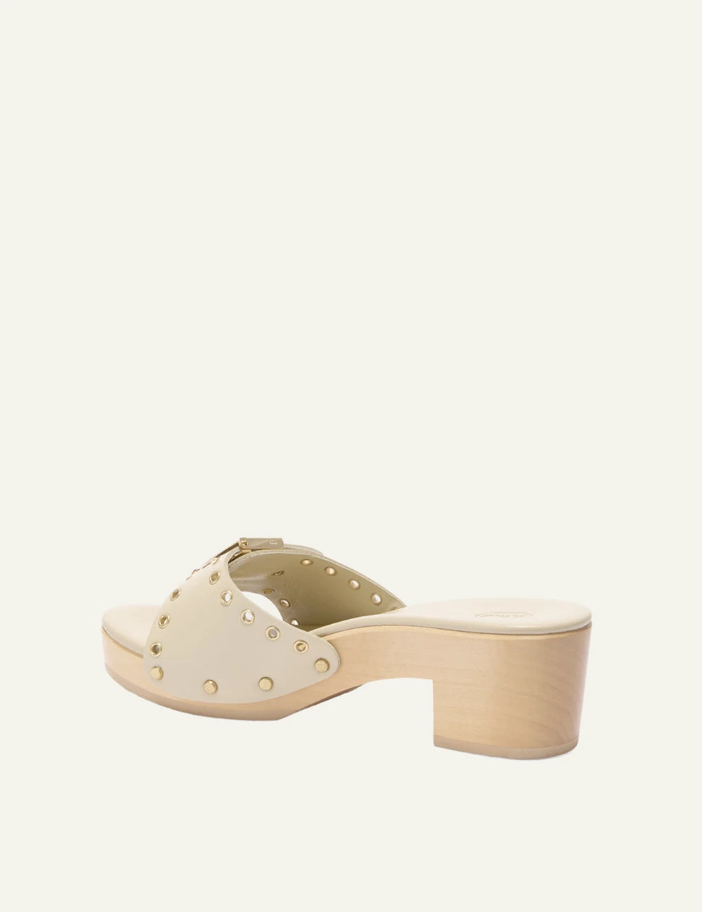 Scholl Pescura Ibiza ring off white leather mules back view
