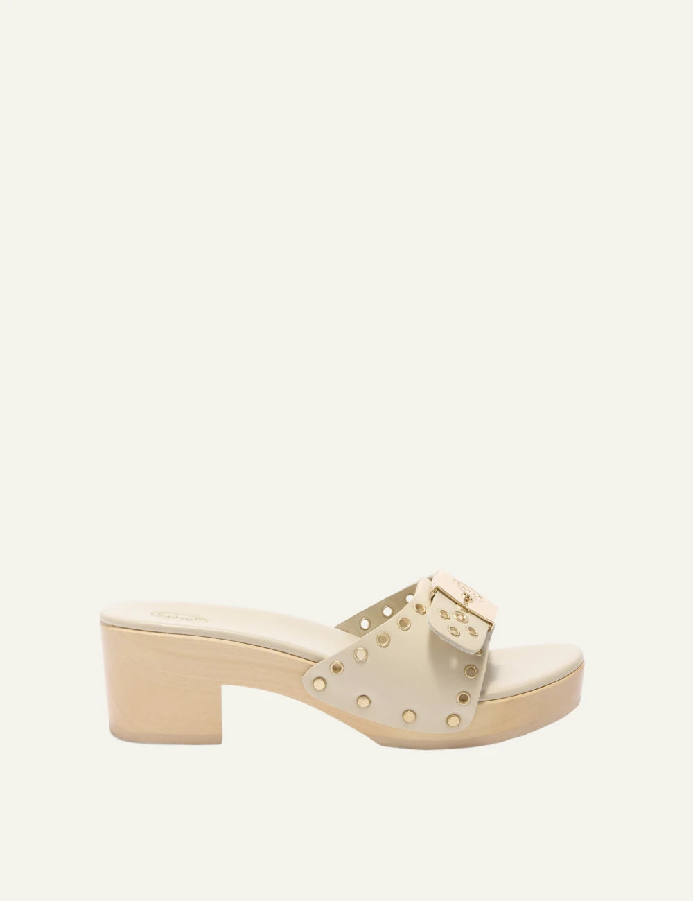 Scholl Pescura Ibiza ring off white leather mules side view