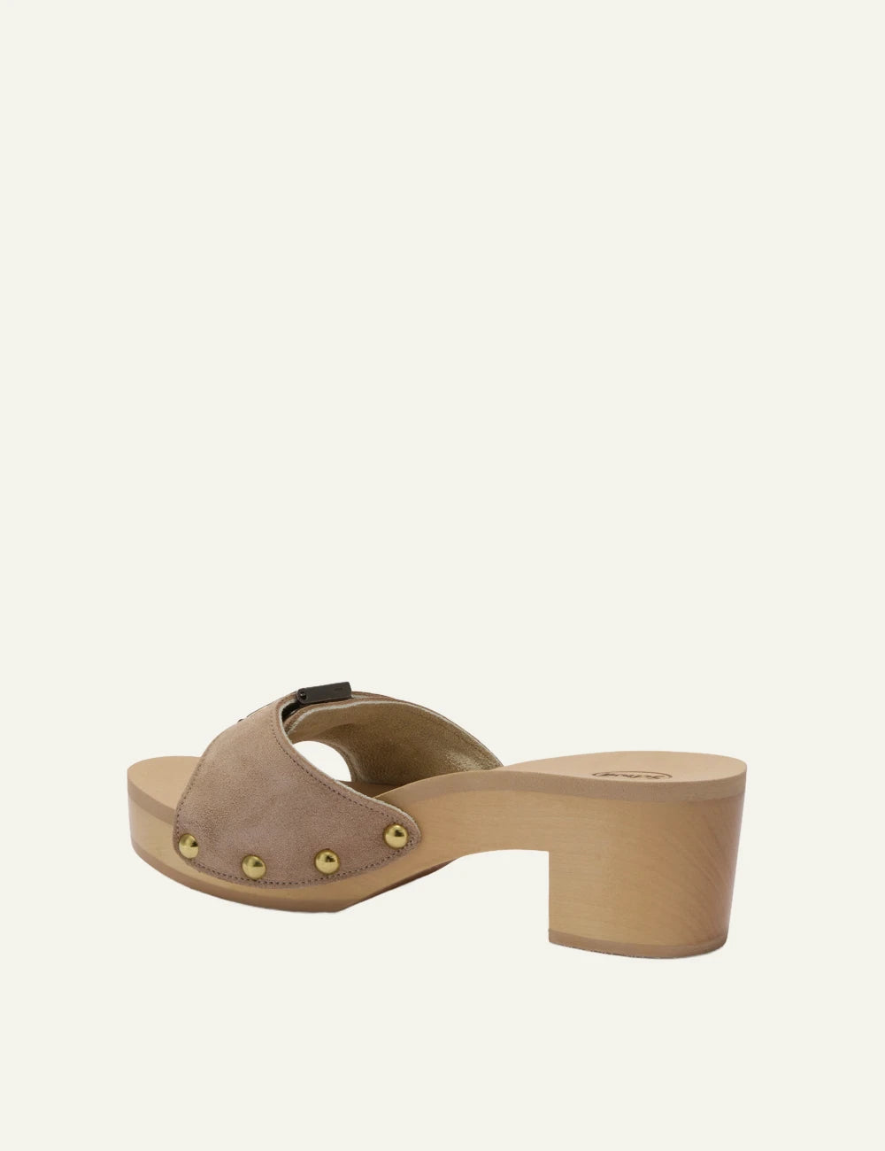 Scholl Pescura Ibiza mules suede dark beige back view