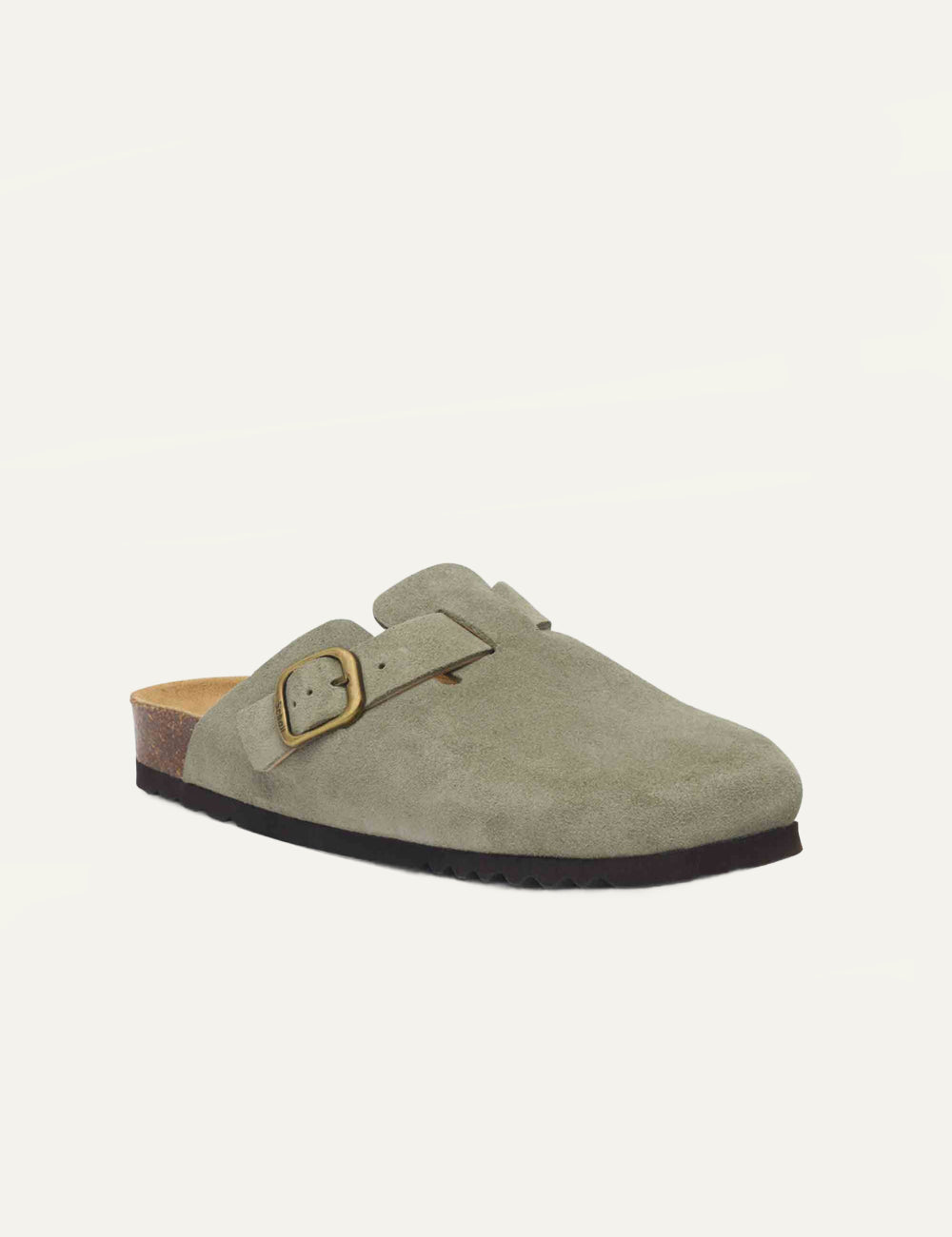 Scholl suede mule sage angled view