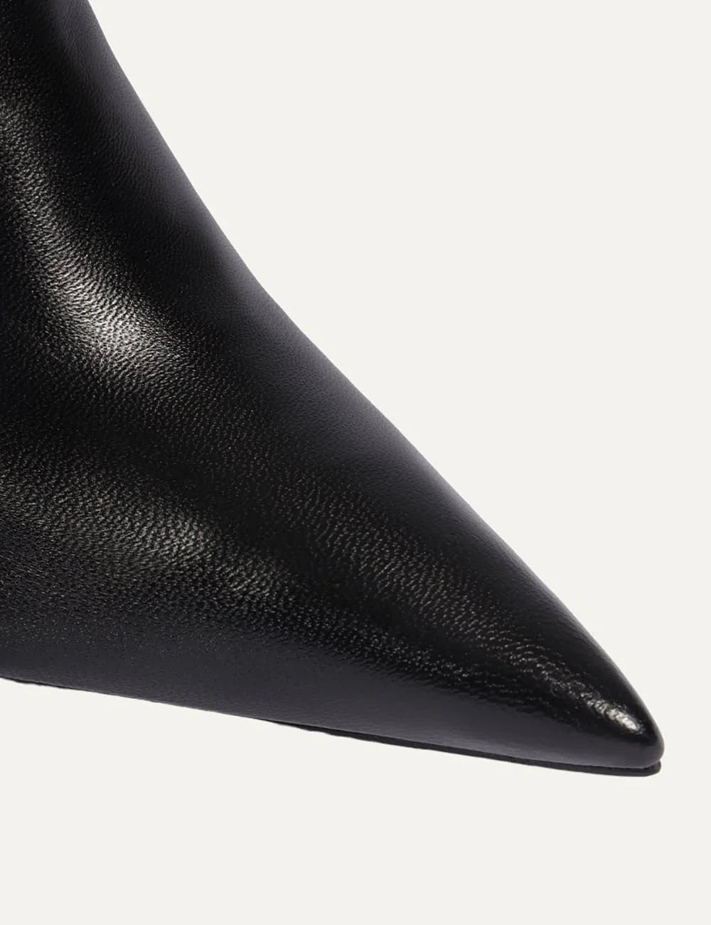 Schutz Women’s Black Leather Pointed-Toe Ankle Boots toe detail