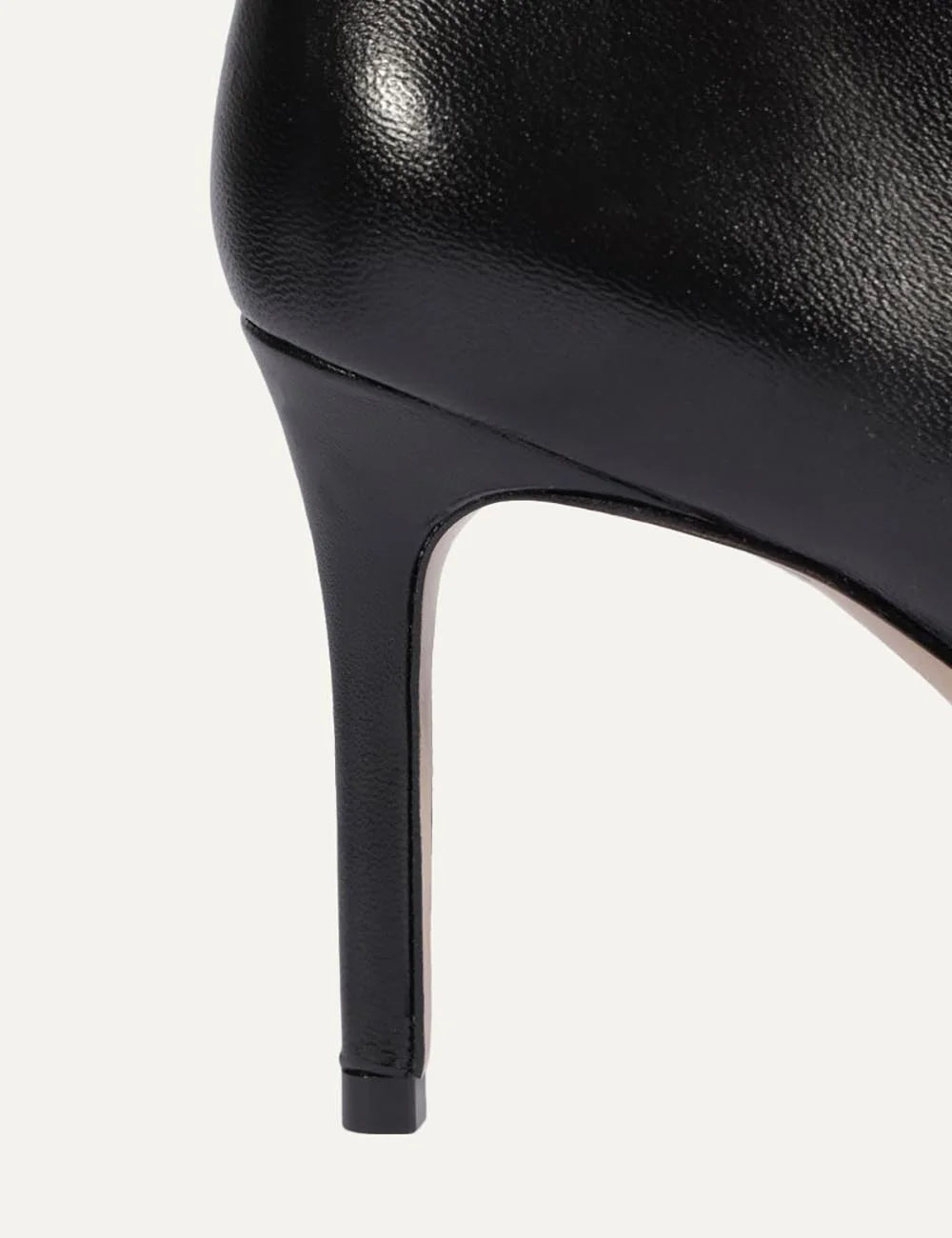 Schutz Women’s Black Leather Pointed-Toe Ankle Boots heel view