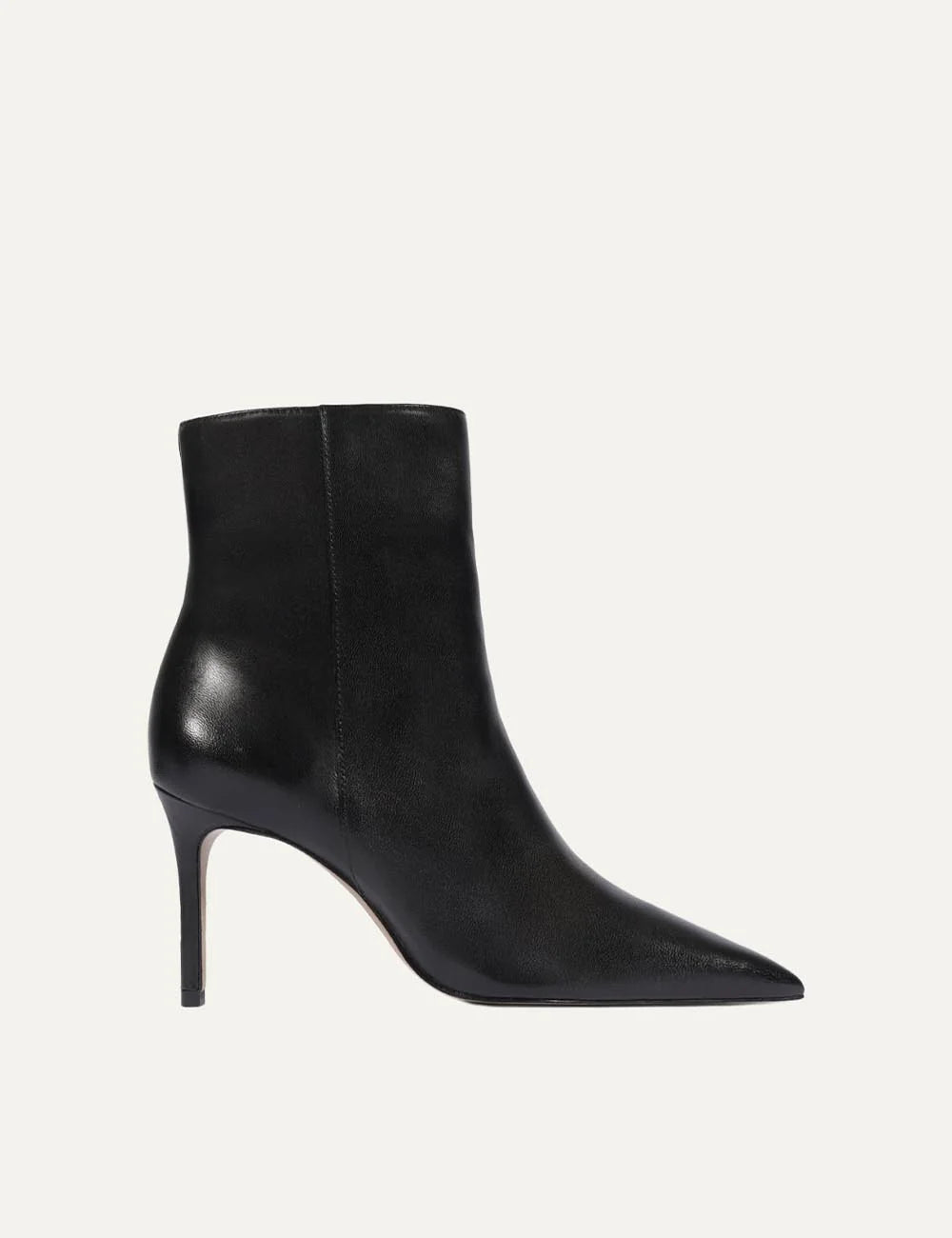 Schutz Women’s Black Leather Pointed-Toe Ankle Boots side view