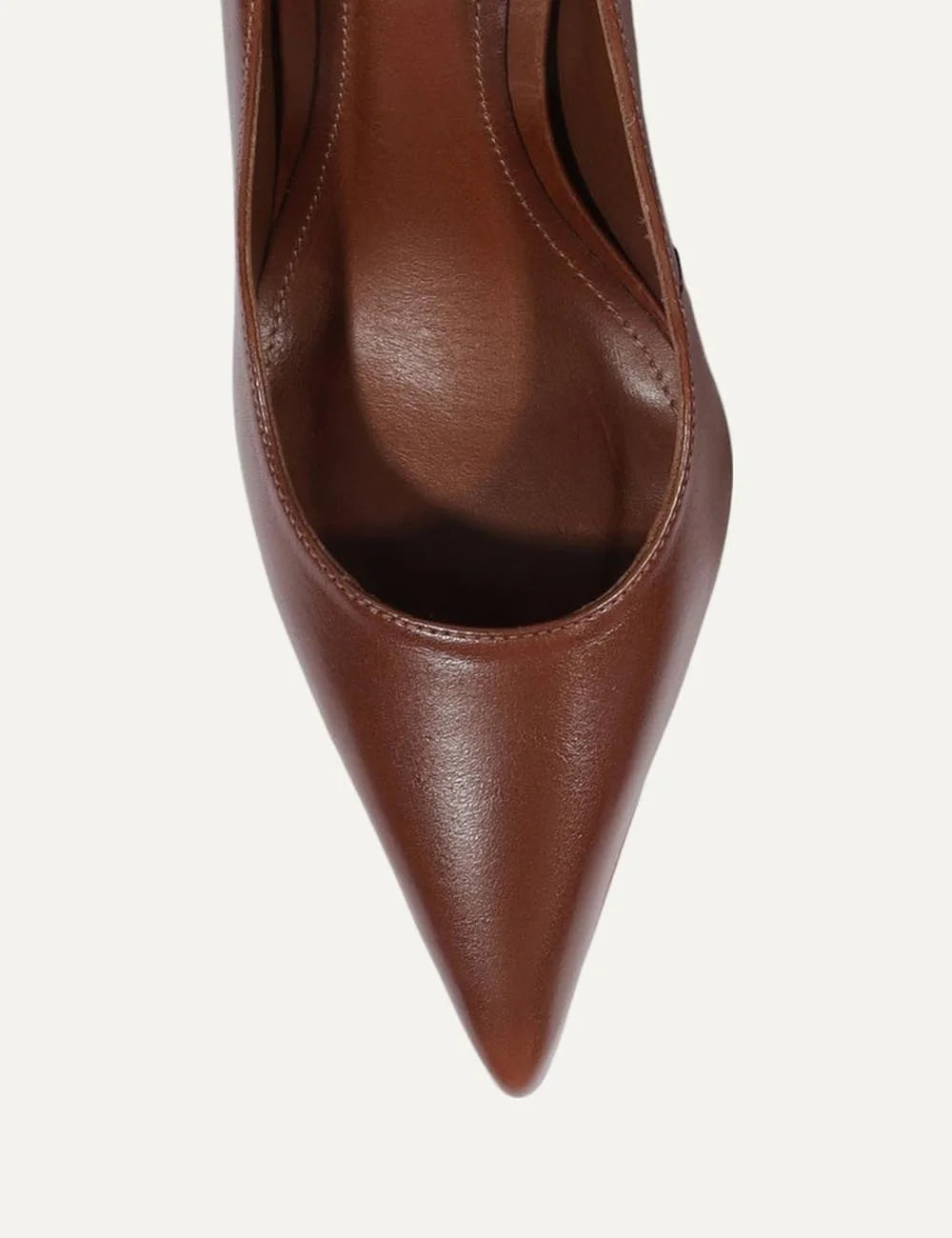 Schutz Women’s Brown Leather Block-Heel Pumps toe detail