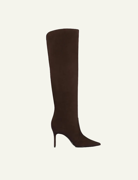  Schutz Women’s Dark Brown Leather Knee-High Boots side view
