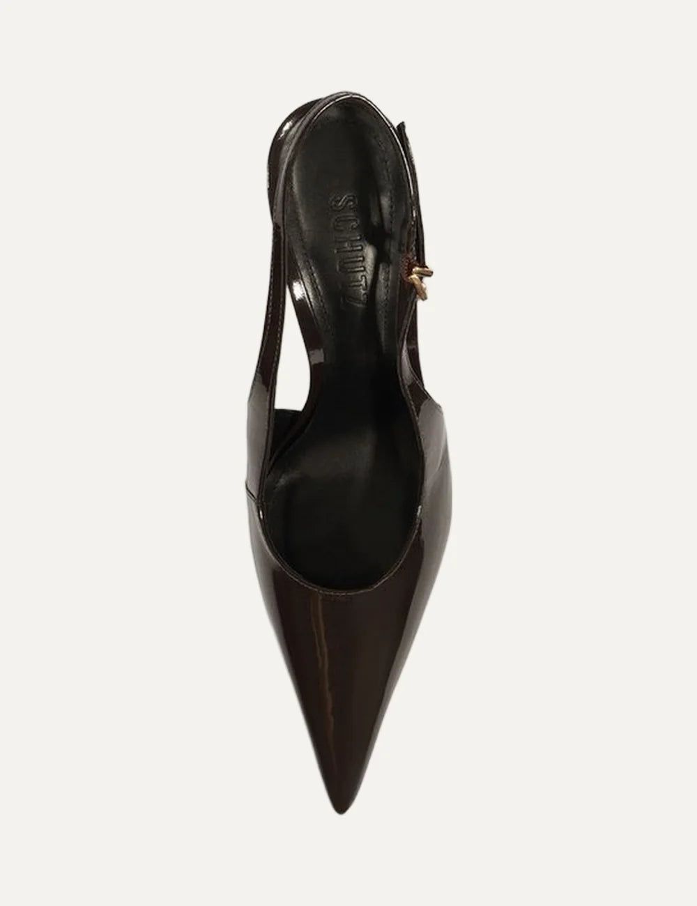 Schutz Women’s Dark Brown Leather Slingback Pumps top view
