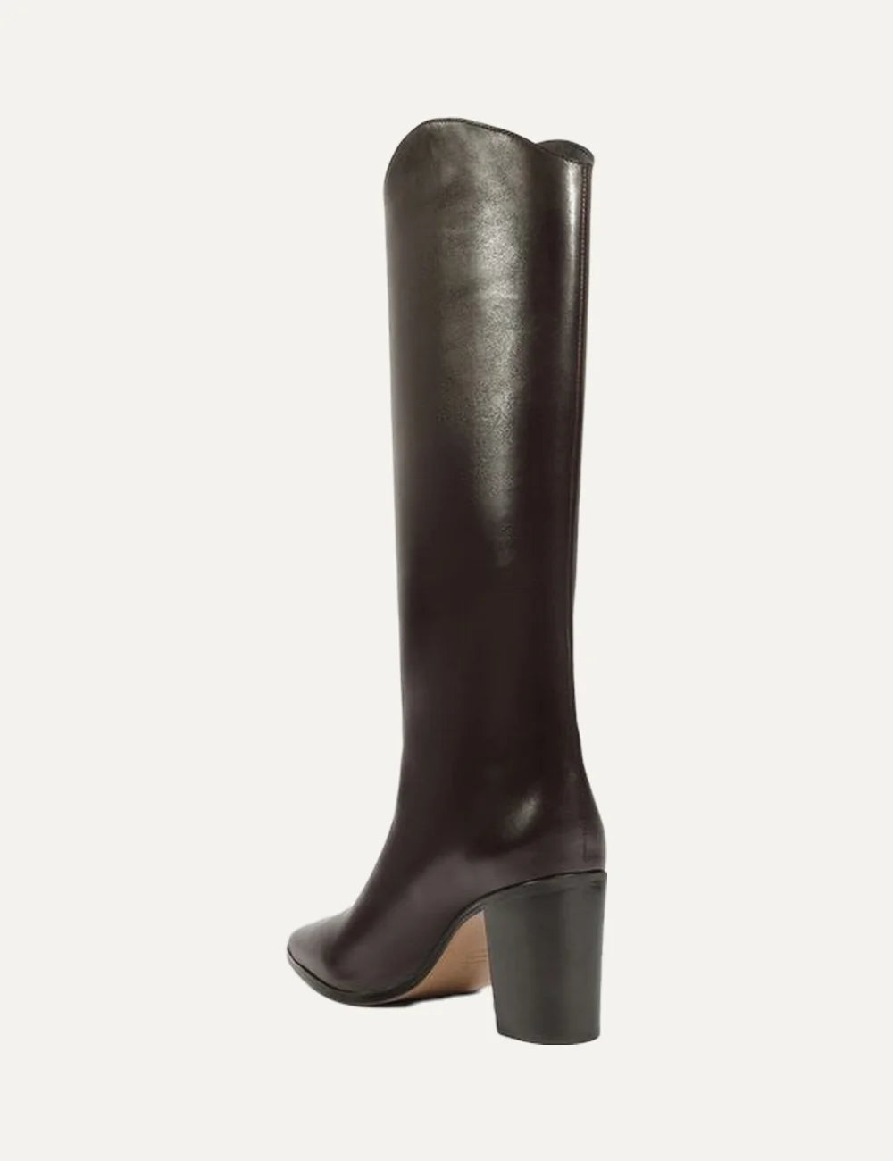 Schutz Women’s Dark Brown Leather Western Knee-High Boots back view