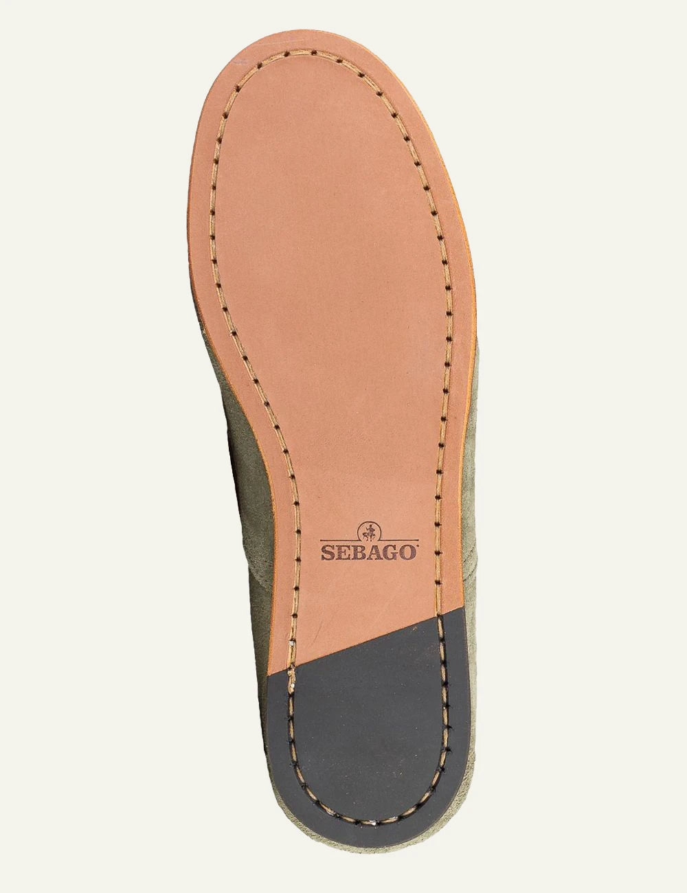 Sebago suede boat shoes antique green military sole view