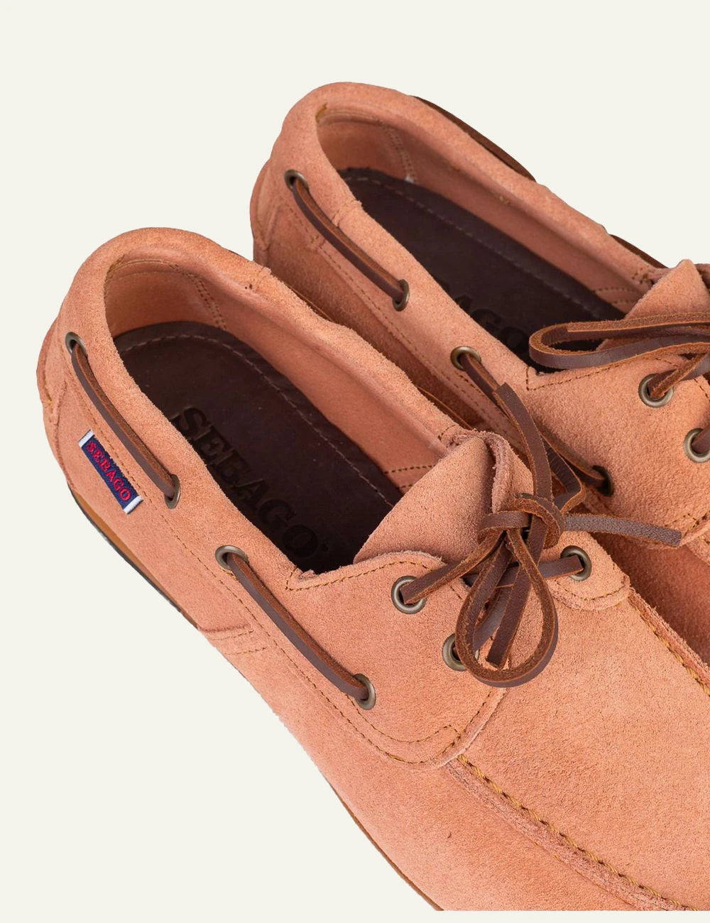 Sebago suede boat shoes antique pink lace up detail