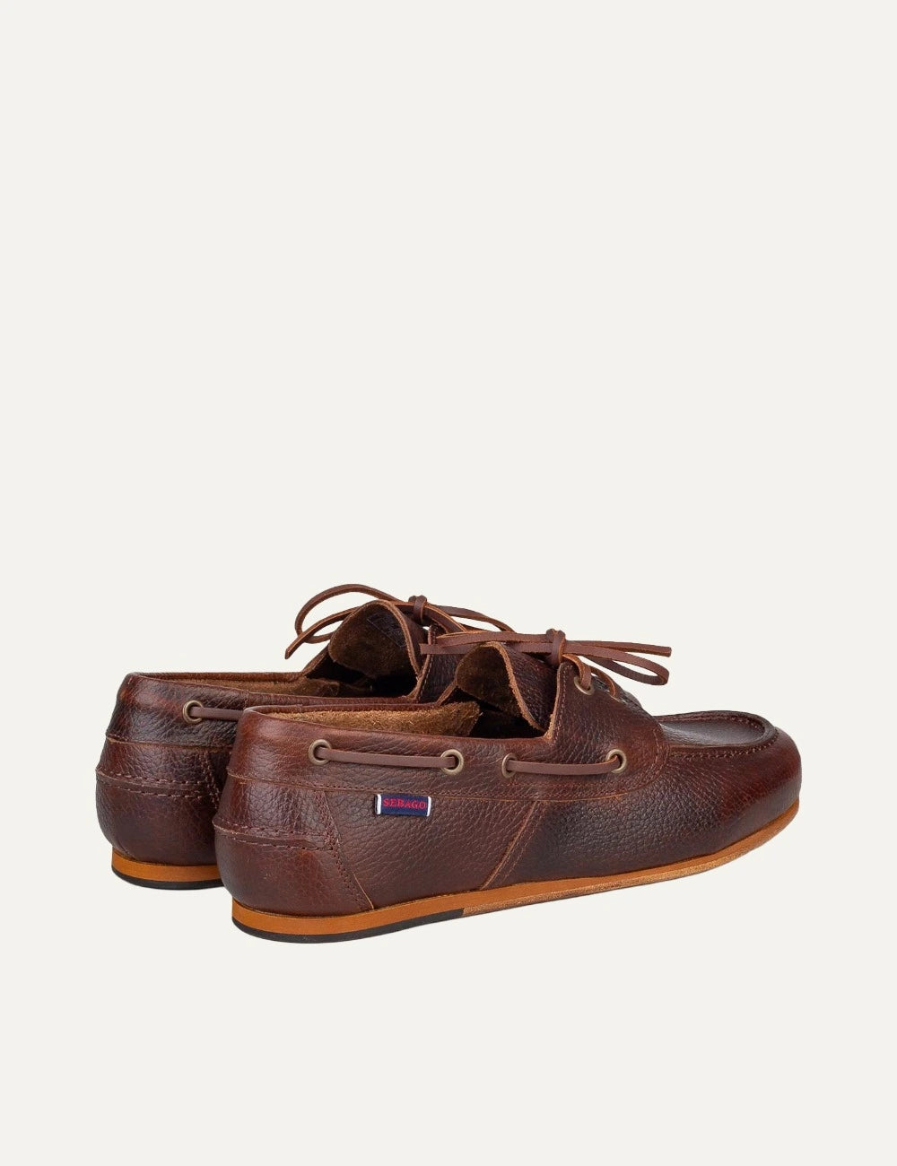 Sebago boat shoes καφέ δερμάτινα, back view leather loafers