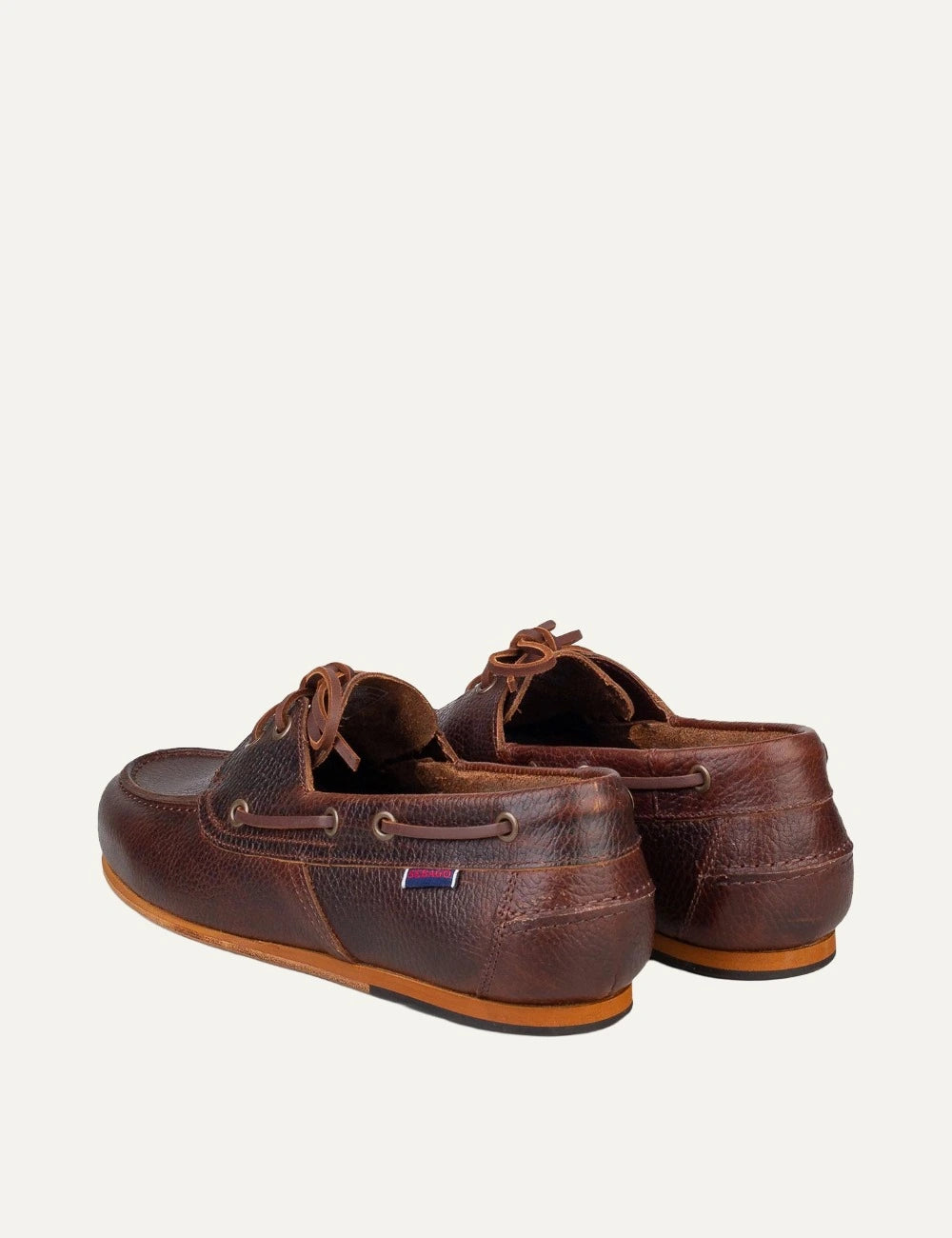 Sebago boat shoes καφέ δερμάτινα, back view leather loafers