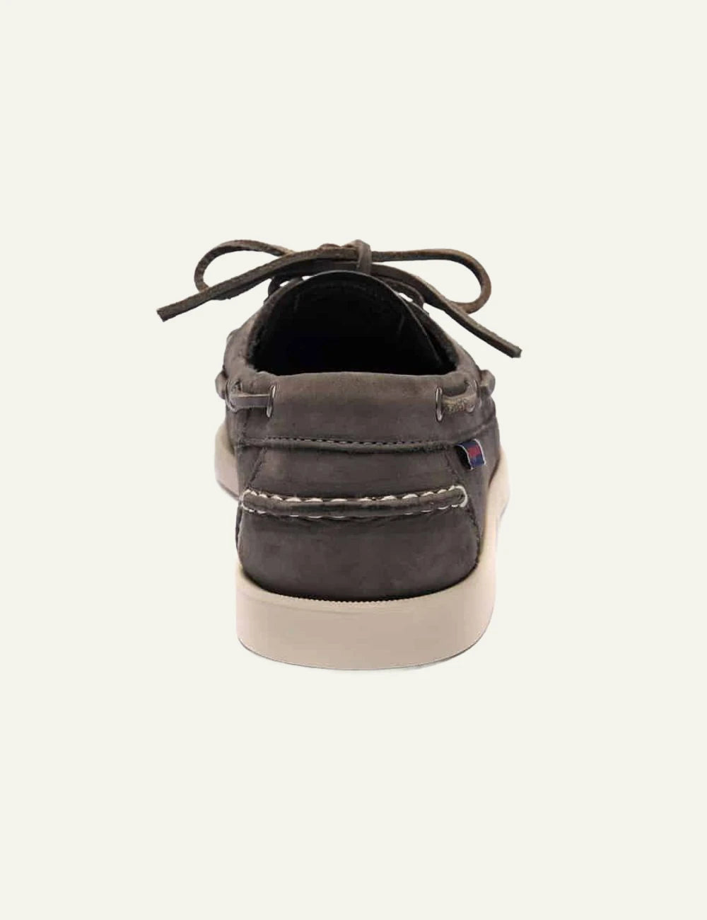 Sebago docksides leather grey boat shoes back view