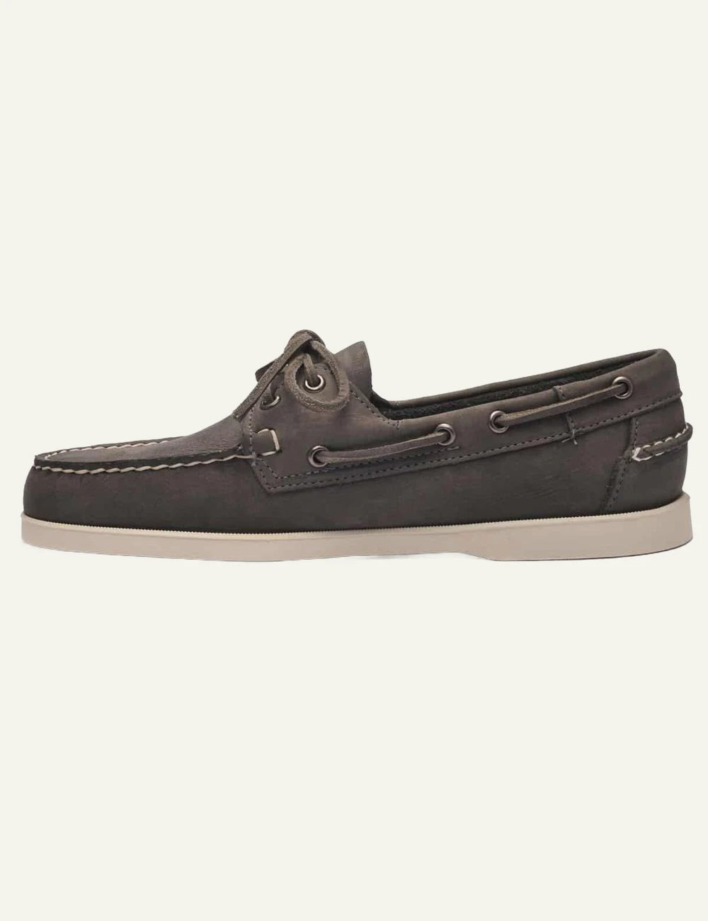Sebago docksides leather grey boat shoes profile view