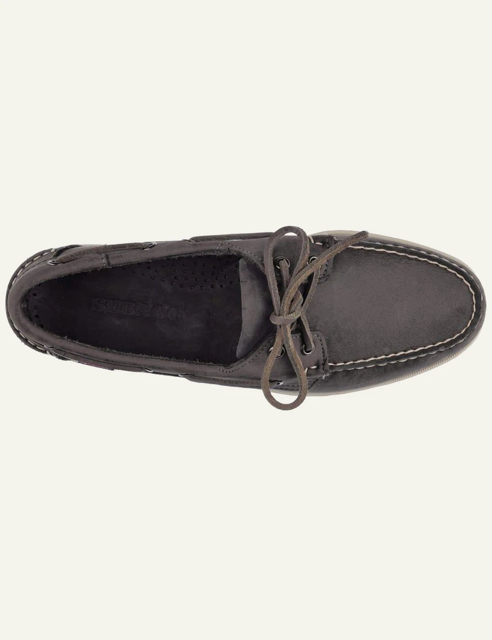 Sebago docksides leather grey boat shoes top view