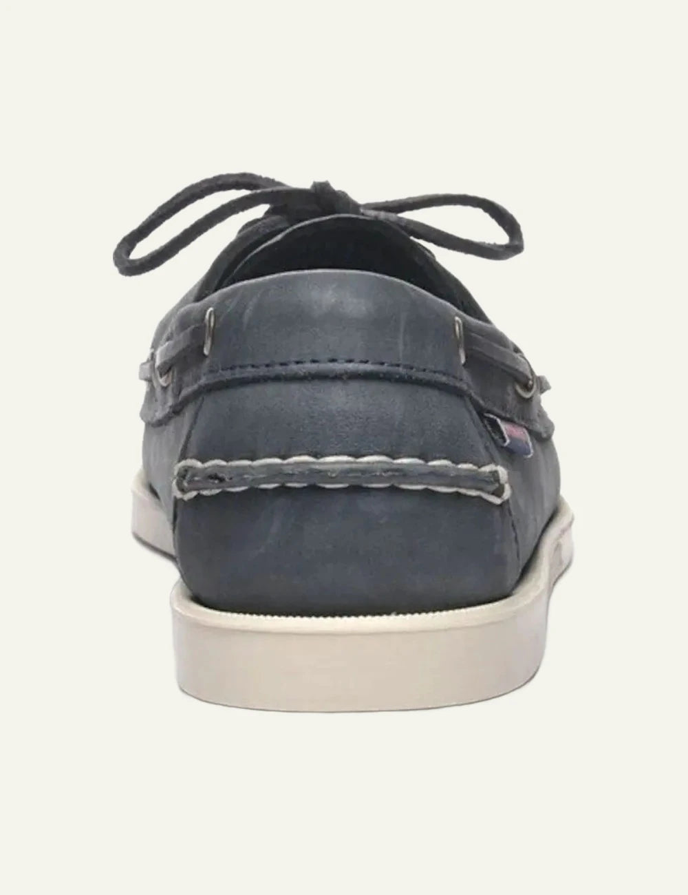Sebago docksides leather navy boat shoes back view