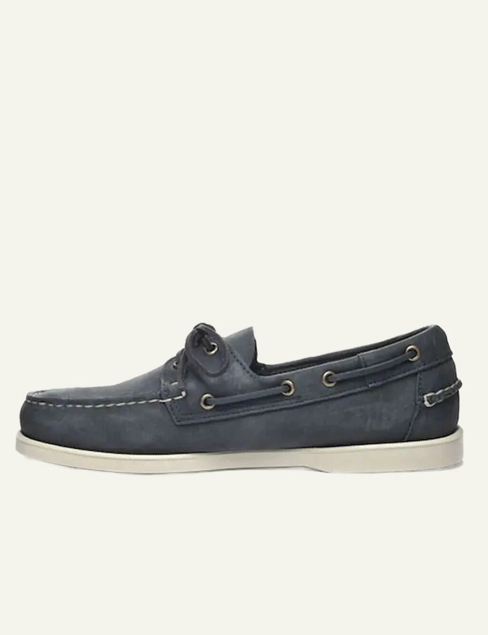 Sebago docksides leather navy boat shoes profile view