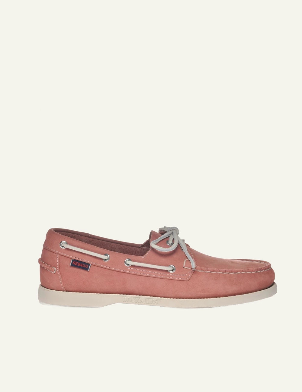 Sebago Docksides boat shoes nubuck pink side view