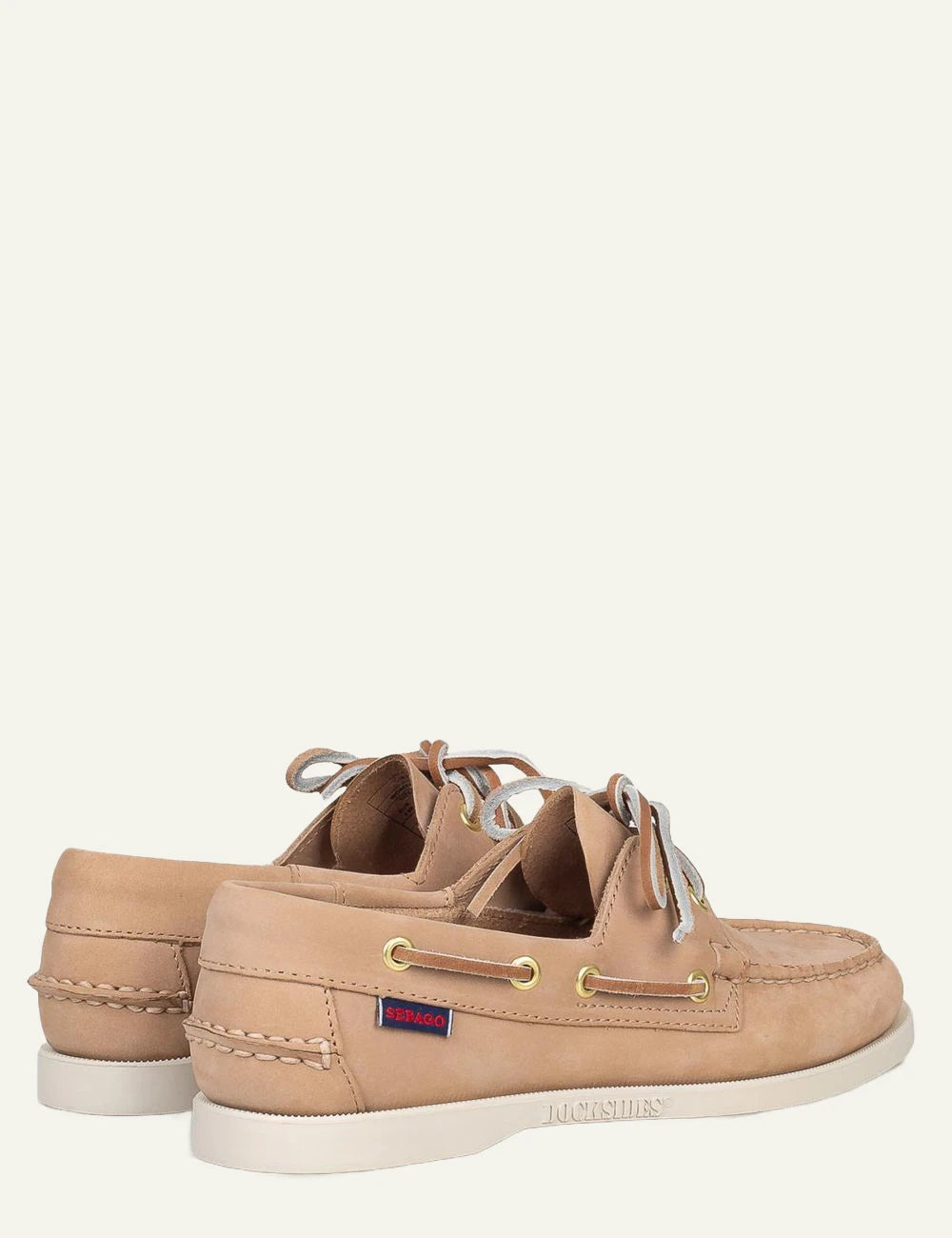 Sebago Docksides boat shoes suede beige profile view