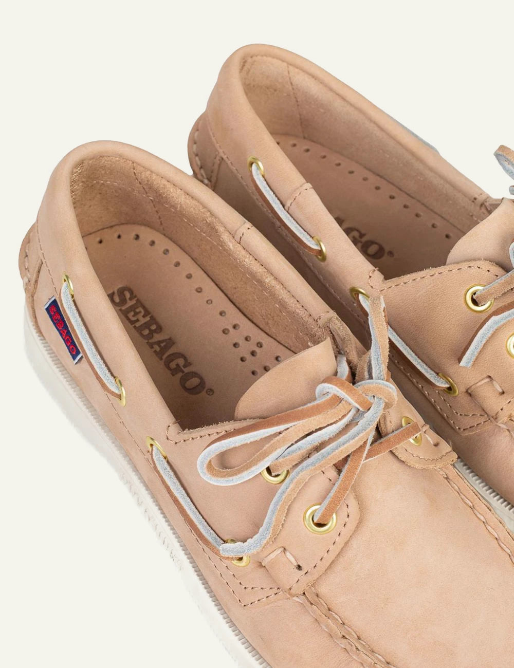 Sebago Docksides boat shoes suede beige back view