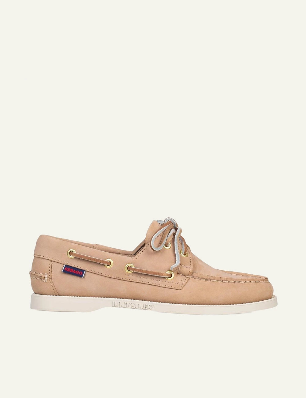 Sebago Docksides boat shoes suede beige side view