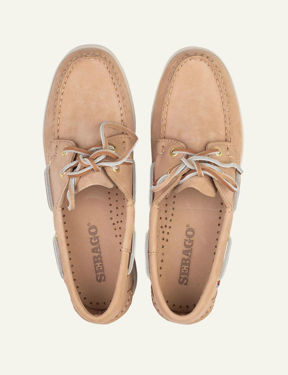 Sebago Docksides boat shoes suede beige top view