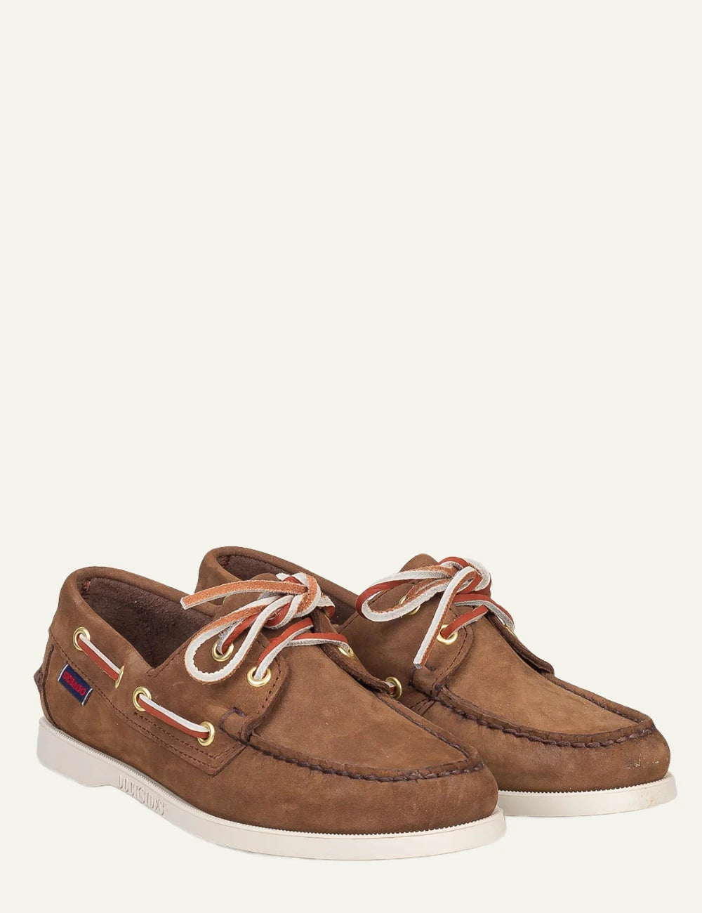 Sebago Docksides boat shoes suede brown angled view