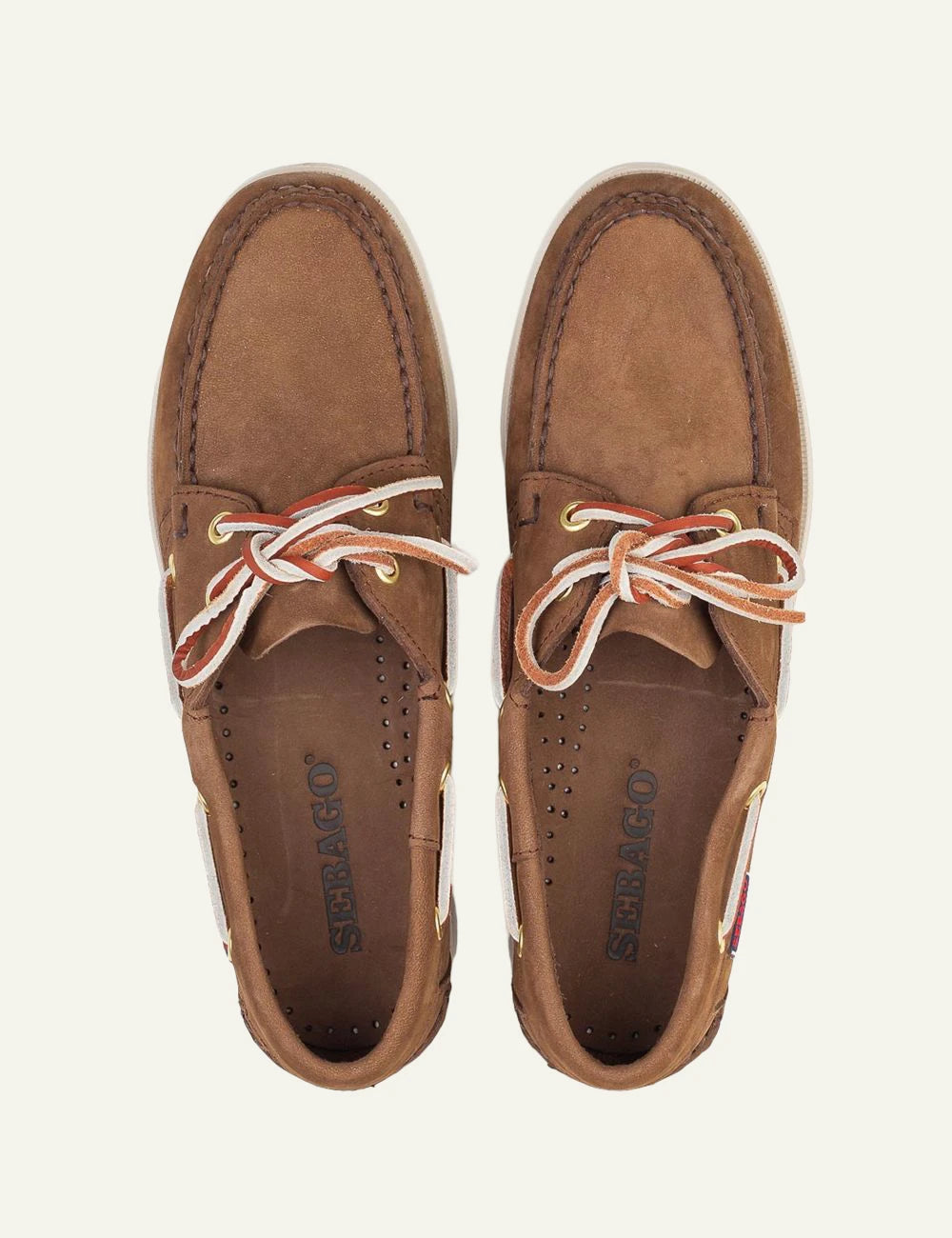 Sebago Docksides boat shoes suede brown top view